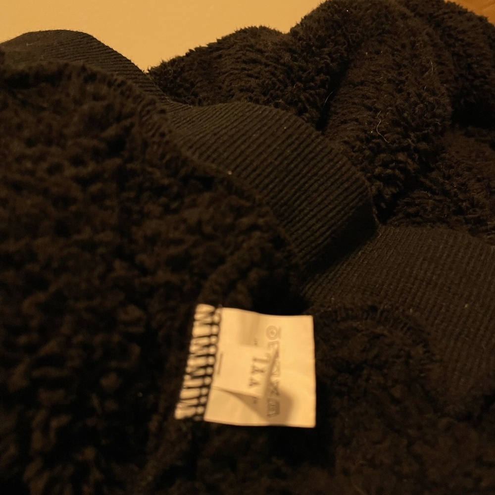 Women’s Streetwear Cozy Plush Black Teddy White Fuzzy Zip Up Jacket XXL - Picture 5 of 5